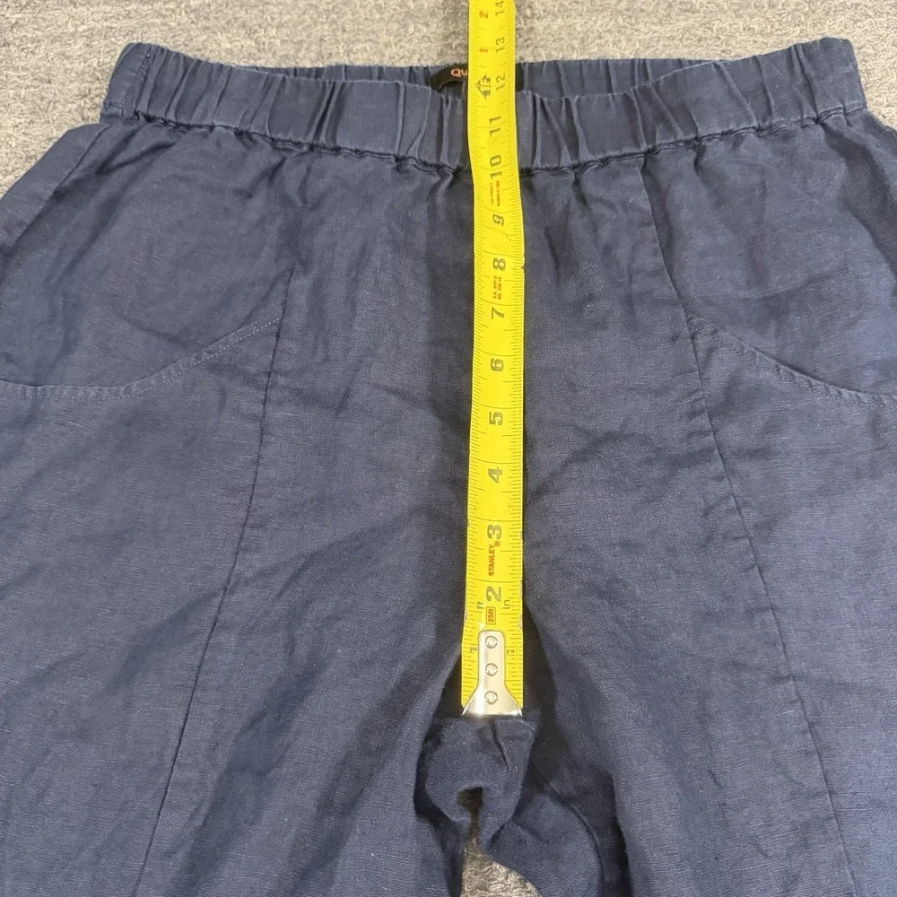 Quince 100% European Linen Tapered Ankle Pants Women Medium Navy Beach Boho